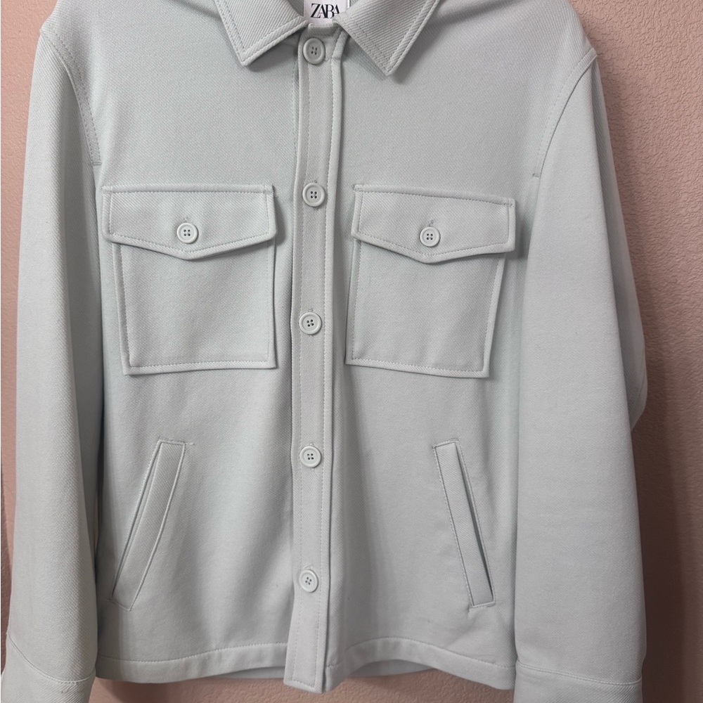 Zara Soft Gray / Mint Textured Jacket